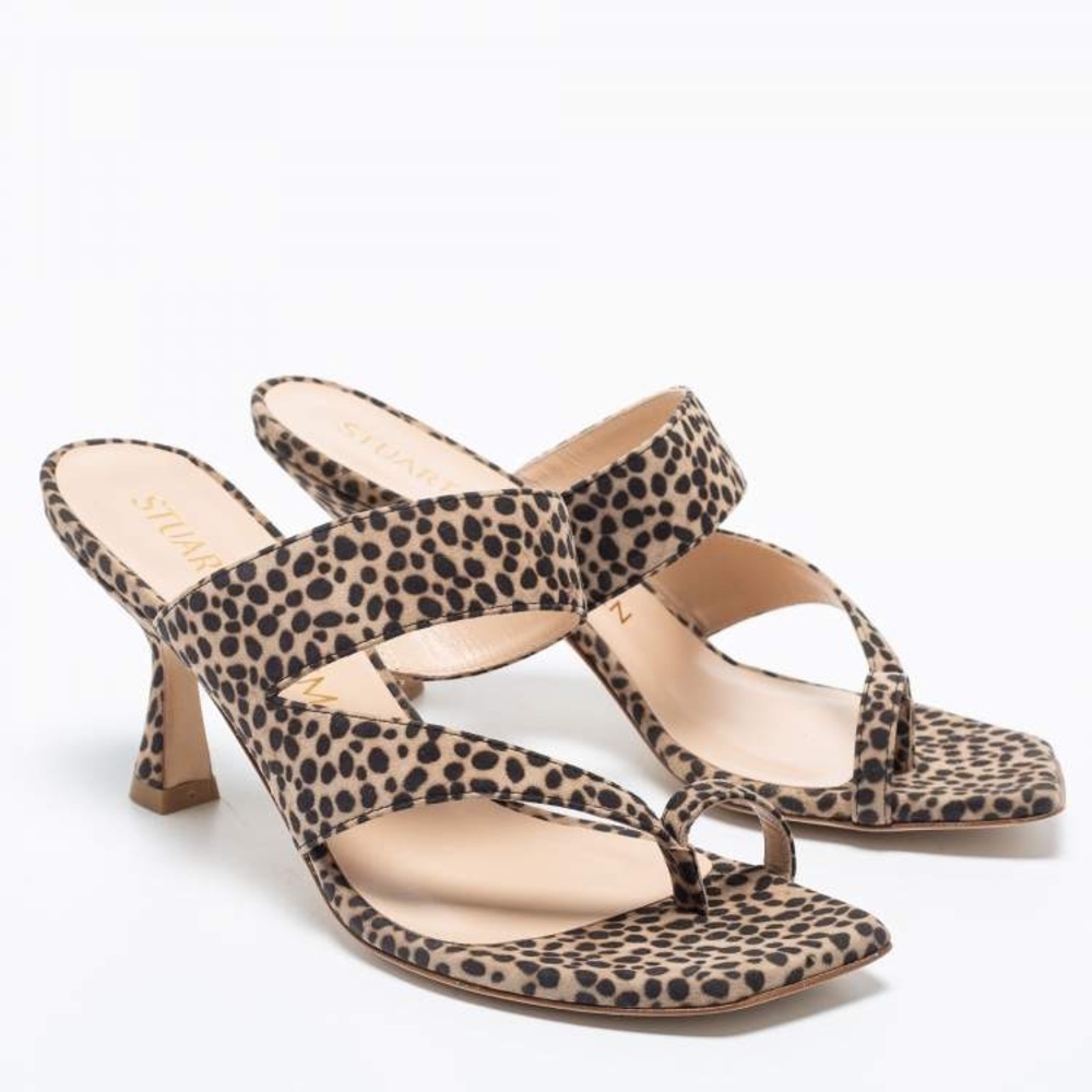 Stuart Weitzman Lyla 75 Genuine Calf Hair Cheetah Animal Print Sandal 37.5/7C
